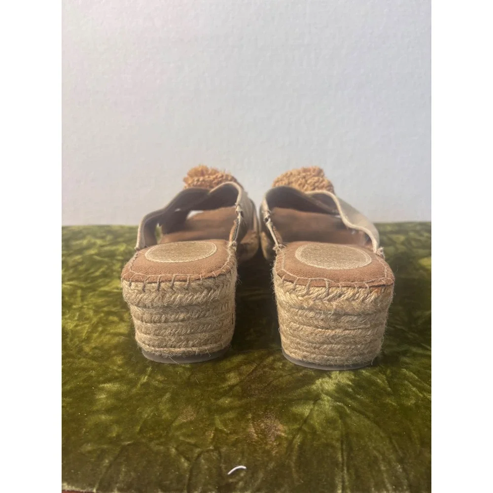 Life Stride Racy Beige Fabric Espadrille Wedge Sandals Flower 9 M‎